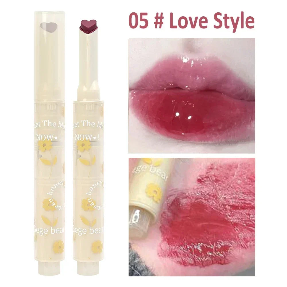 Transparent Lip Glaze Flower Honey Jelly Lipstick Pen Waterproof Non-stick Cup Heart-shaped Lip Gloss Korea Women Lips Makeup - Seprincess