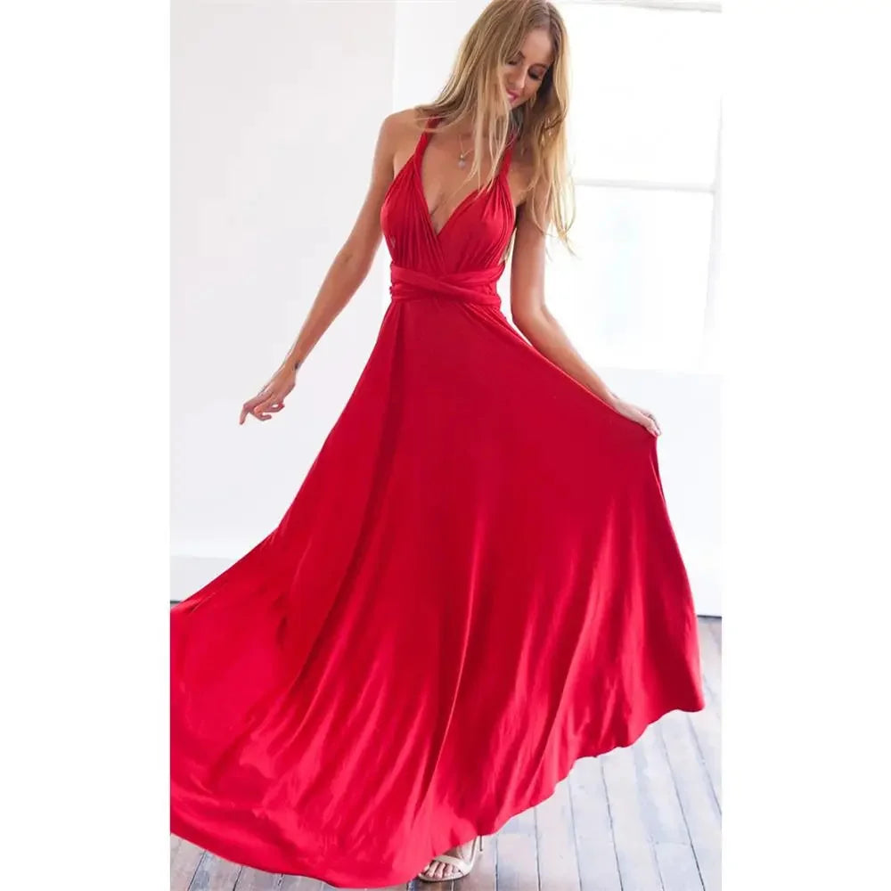 Sexy Women Multiway Wrap Convertible Boho Maxi Club Red Dress Bandage Long Dress Party Bridesmaids Infinity Robe Longue Femme - Seprincess