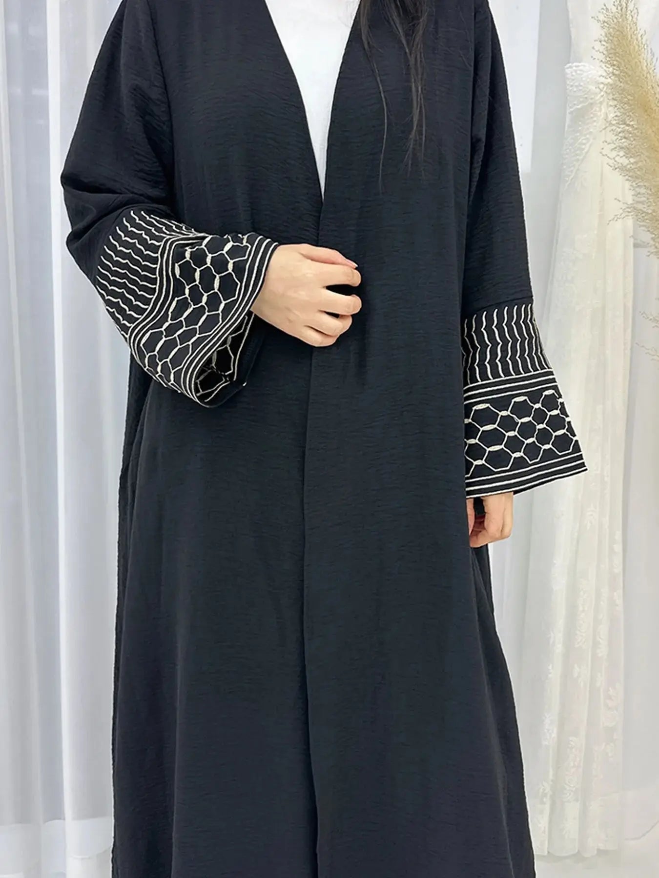 Fashion Embroidery Kimono Oversized Muslim Robe abaya syari female full length Taseel Muslim abaya Worship Service abayas wy1969 - Seprincess