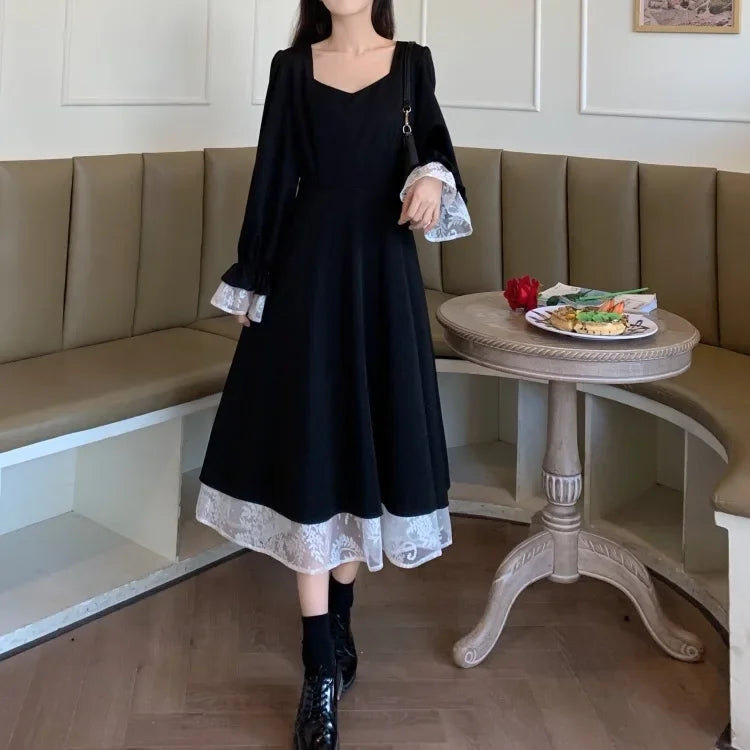 Black Haut De Gamme Designer Autumn Dress Niche Long Luxury French Style Women's Fashion Gown High End Feel Dress - Seprincess