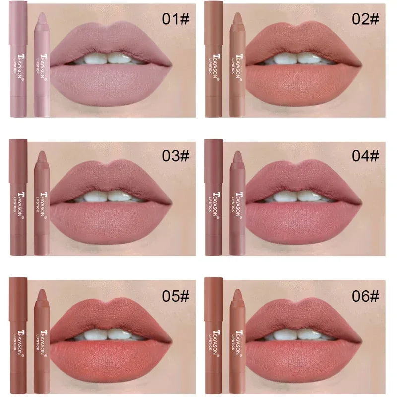 Nude Series Velvet Matte Lipstick Pencil Waterproof Long Lasting Red Lip Stick Non-Stick Cup Makeup Lip Tint Pen Cosmetic Makeup - Seprincess