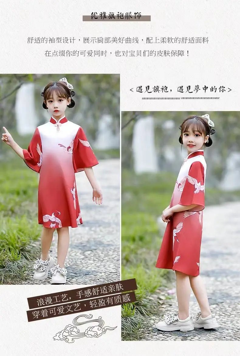 Kids Hanfu Dress Elegant Princess Dress Summer Dresses Chinese Cheongsams For Girls Traditional Chinese Dress Toddler Dress - Seprincess