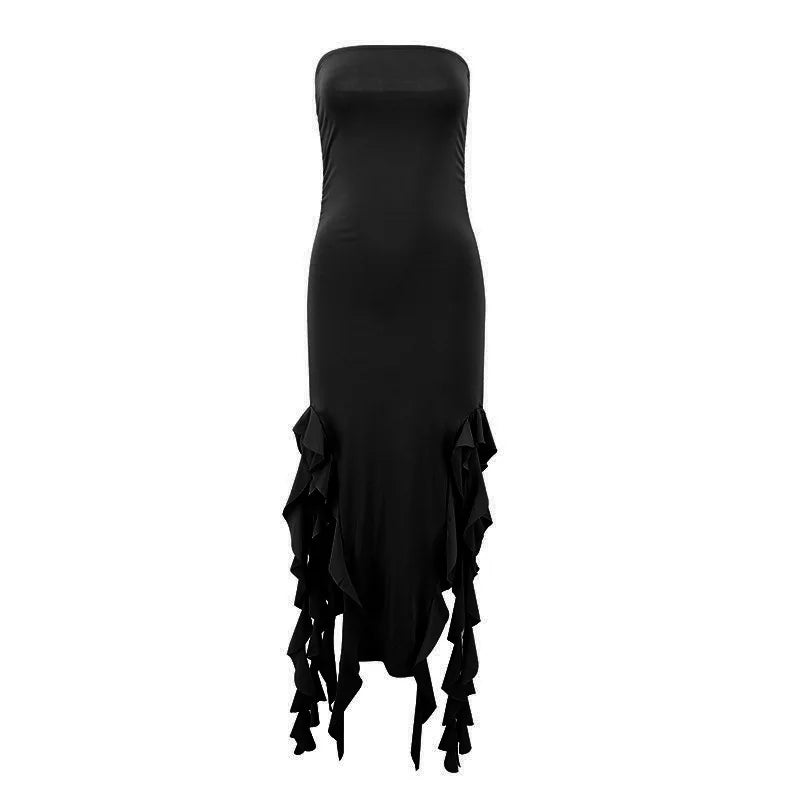 Fashion Sexy Sleeveless Backless Strapless Dress Summer Chest Wrapping Tassel Dresses Women Streetwear Jellyfish Lace Vestidos - Seprincess