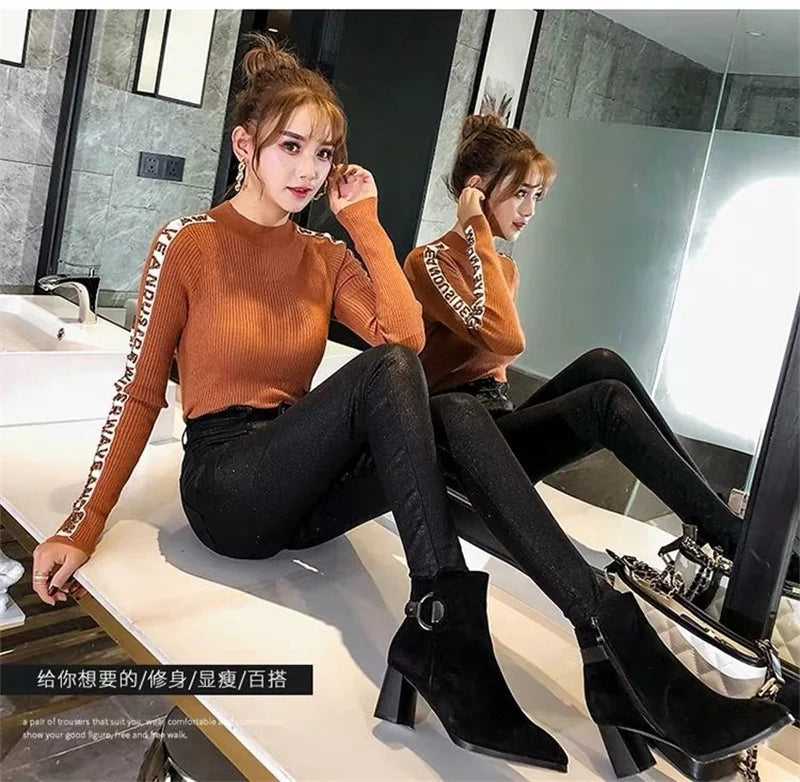 Add Velvet/No Velvet Black Faux PU Leather Pants Women's High Waist Stretch Leggings Autumn Winter Casual Skinny Pencil Trousers