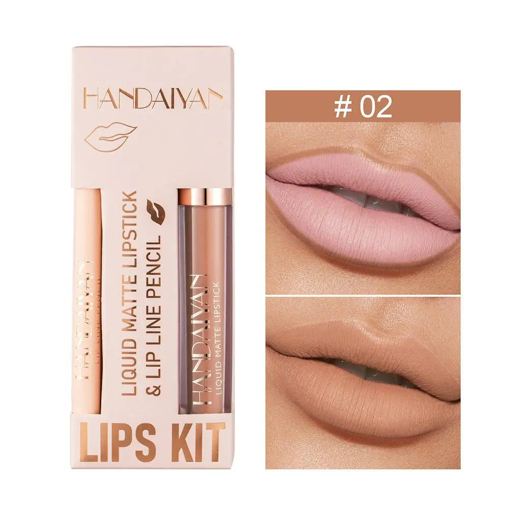 HANDAIYAN Matte Nude Brown Lipliner Pencil Lipsticks Set 12 Colors Lip Contour Kit Waterproof Non-sticky Sexy Velvet Lip Gloss