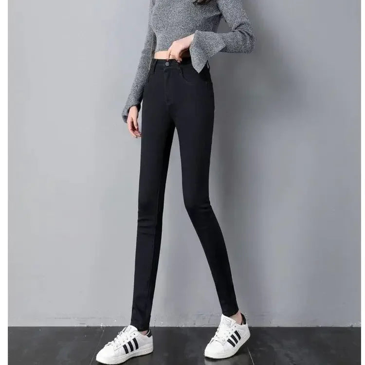 Woman Jeans Pants Black High Waist Autumn Stretch Skinny Tappered Pants Long Pants Pantalones Vaqueros Mujer