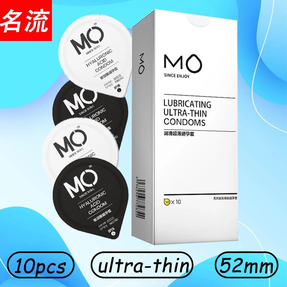 10pcs Ultra Thin Condom 52mm Natural Latex Cock Condoms Hyaluronic Acid Lubrication for Men Penis Sleeve Sexy Shop for Adult - Seprincess