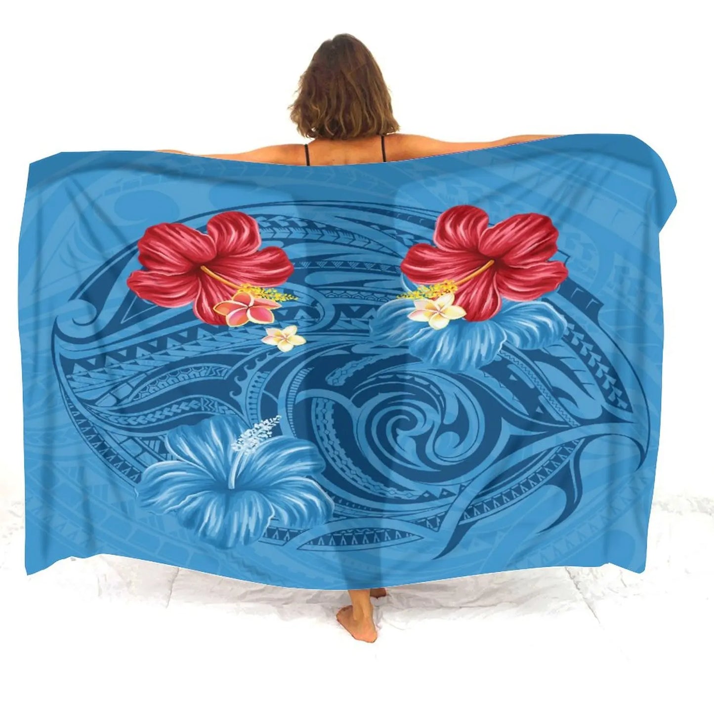 Beach Getaway Soft And Comfortable Sarong Hawaiian Turtle Pattern Custom Sarong Polynesian Art Print Design Beach Dress - Seprincess