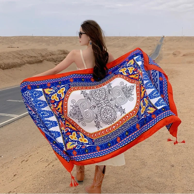 17 Styles 90x180cm Travel Beach Sunscreen Scarve Bikini Large Shawl Sarong Wrap Scarf Women Brazilian Swimsuit Bathing Cover-ups - Seprincess