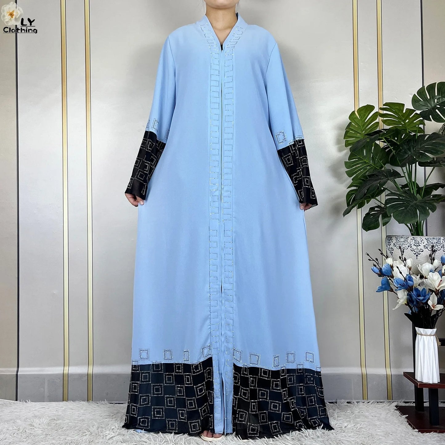 2024 For Women Elegant Dresses Dubai Party Outfits Long Sleeved Chiffon Dashiki Muslim Women Robe Open African Abaya Clothing