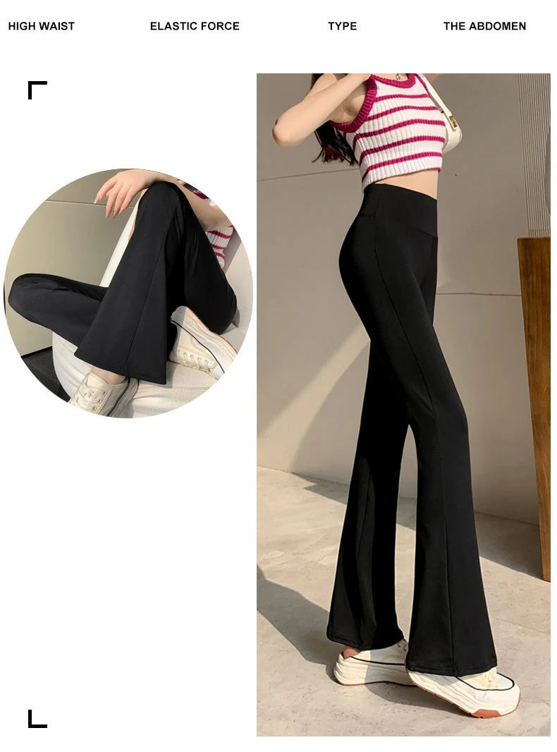 High Waist Slim Flared Pants Solid Sexy Leggings High Elastic Skinny Hip Liftting Pants Outdoor Trainning Fashion Yoga Tights