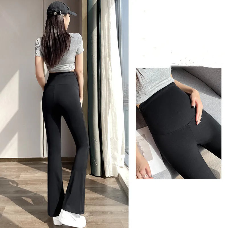 Maternity Yoga Pants For Summer 2024 New Clothes For Pregnant Women Fashion Solid Pregnancy Flare Shark Trousers Leggings M-xxl