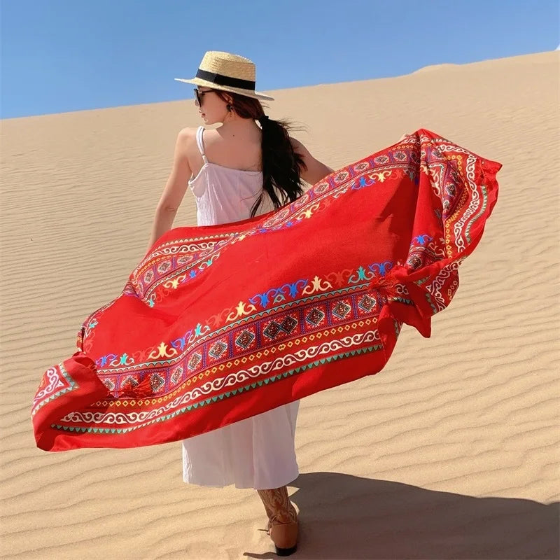 17 Styles 90x180cm Travel Beach Sunscreen Scarve Bikini Large Shawl Sarong Wrap Scarf Women Brazilian Swimsuit Bathing Cover-ups - Seprincess