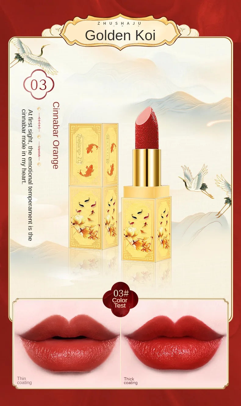 Chinese Style Carved Lipstick Set Forbidden City Christmas Gift Box Moisturizing Show Whiteness New Year Makeup Cosmetic - Seprincess