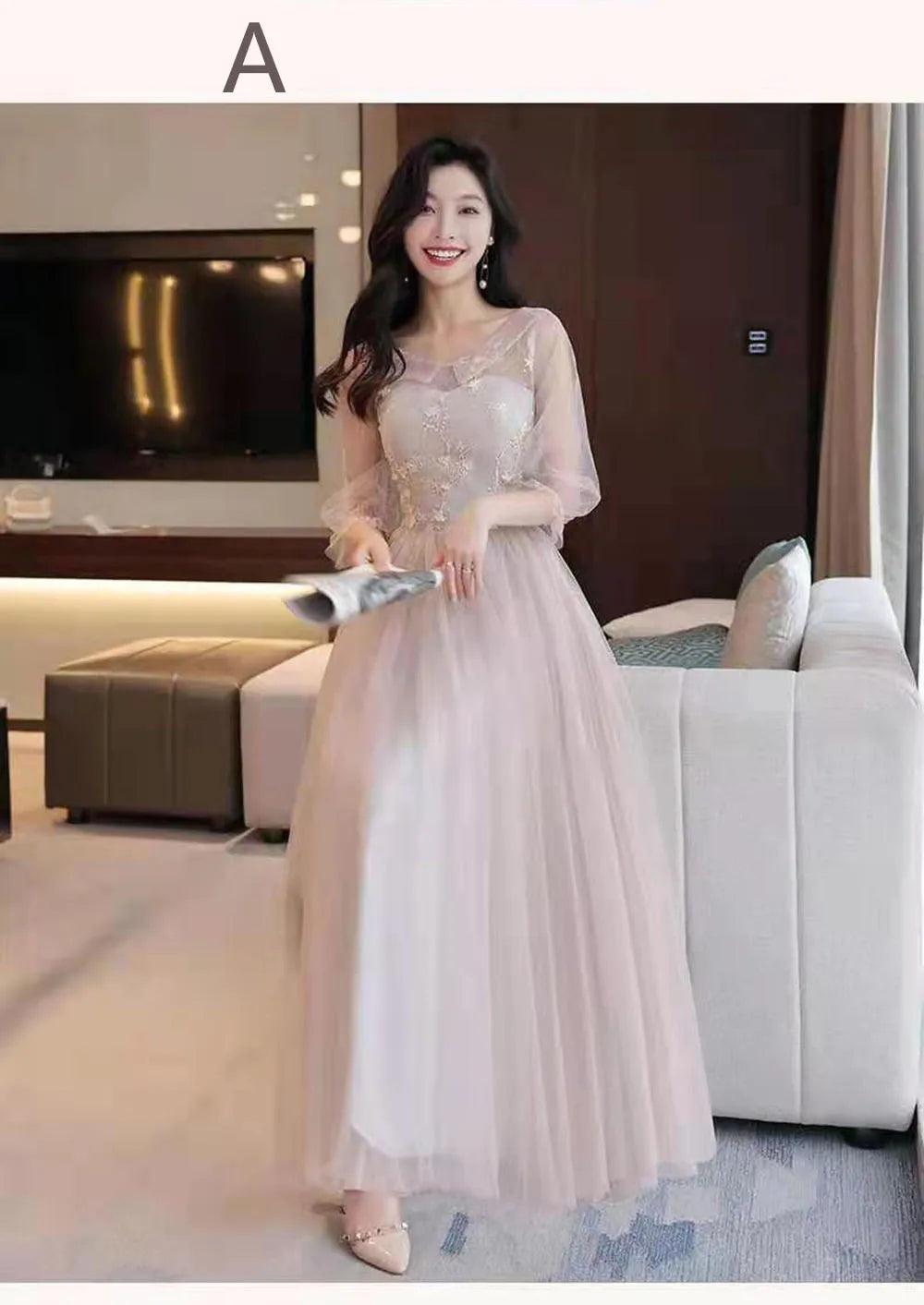 4 Styles Elegant Simple Bridesmaid Dress Women's Tulle Half Sleeves Slim Fit Design A-Line Dress Applique Wedding Party Vestido