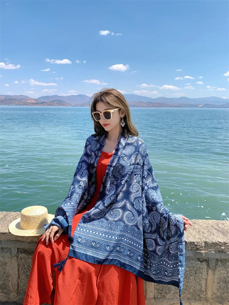 2018 New 90x180cm Twill cotton Pareo Beach Cover-Ups Women Large Beach Dress Bikini Bathing Swimwear Cover Up Sarong Wrap Scarf