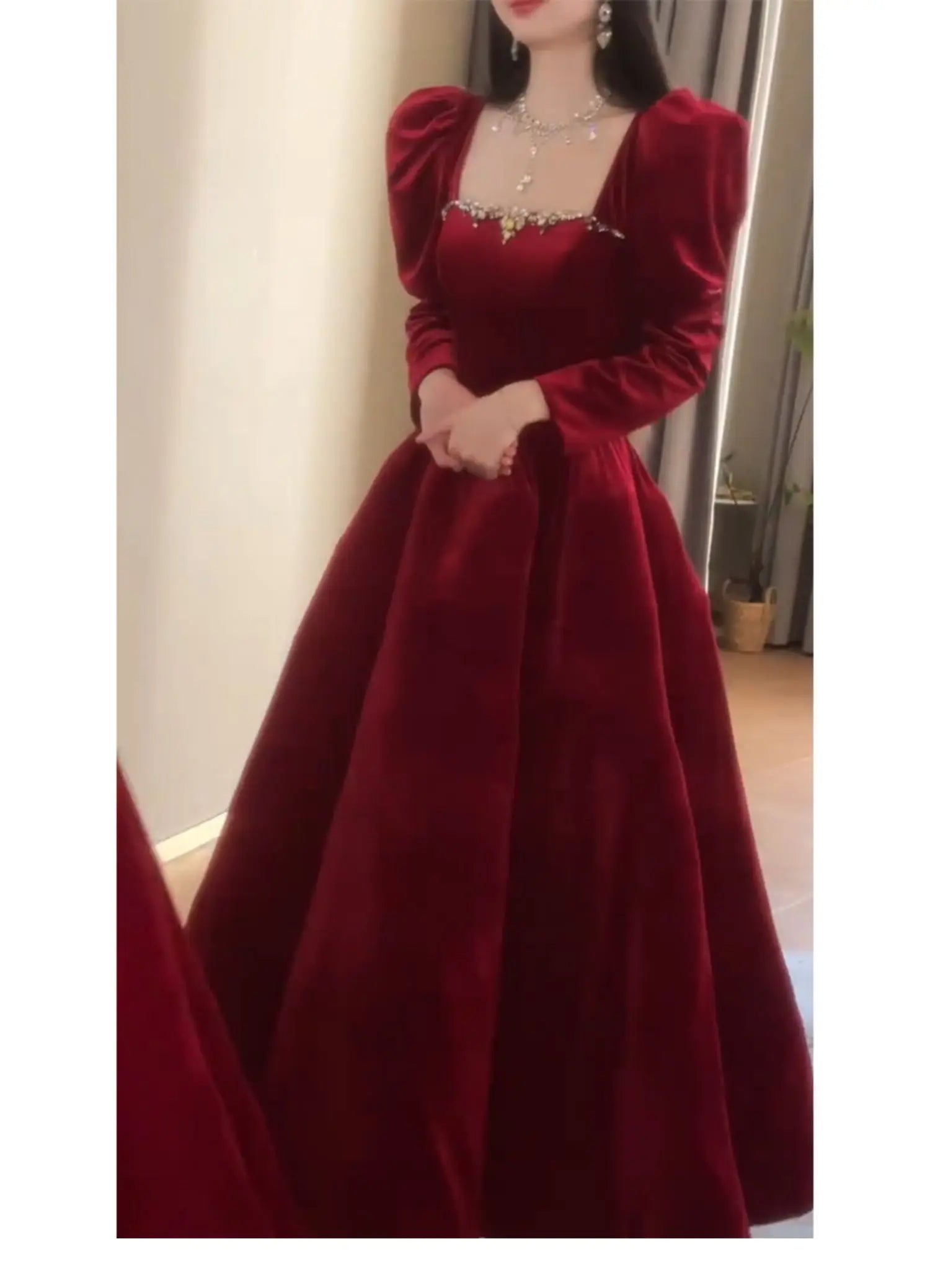 Toast Dress Bride Engagement Evening High-End Affordable Luxury Niche Banquet Temperament Socialite Red Velvet - Seprincess