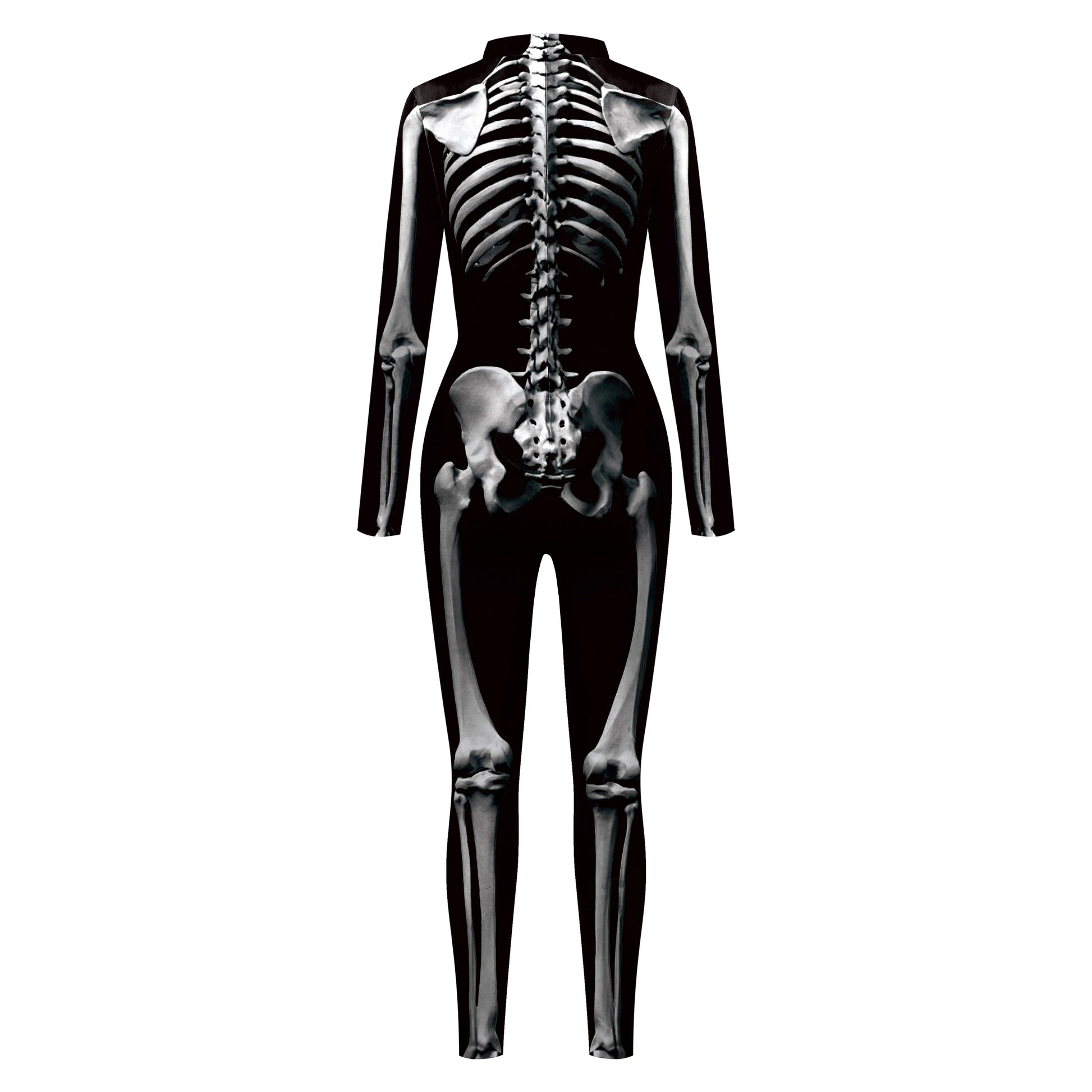 [You're My Secret] Women's Catsuit Fashion Funny Halloween Cosplay Costumes 3D Skeleton Muscle Print Zentai Bodysuit Jumpsuits - Seprincess