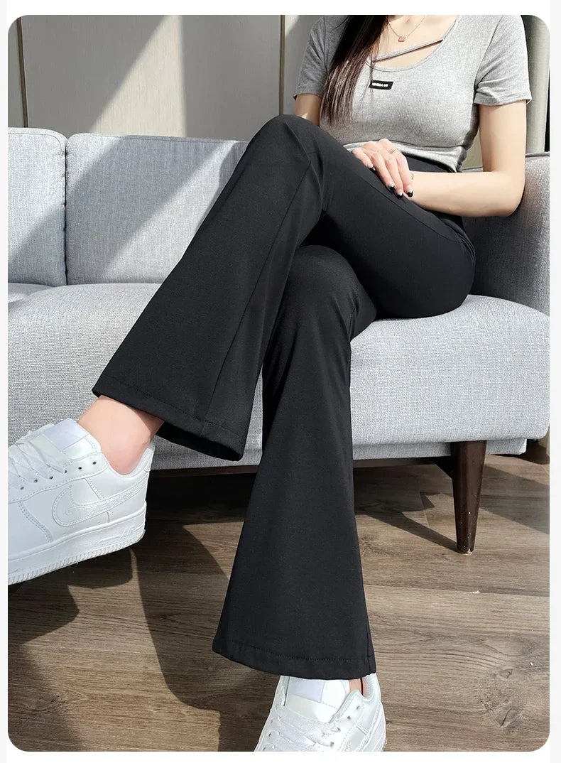 Boot Cut Nylon Legging for Maternity Spring Summer Adjustable Elastic Waist Pants for Pregnant Women Hot Slim Fit Pregnancy Wear