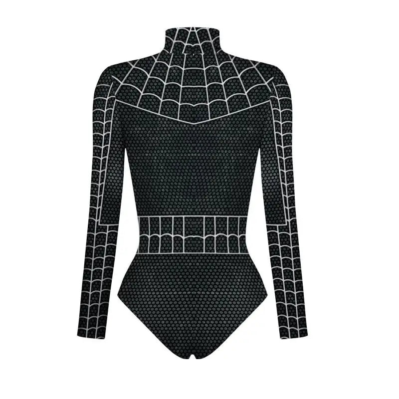 Spiderman Captain Superhero Swimsuit for Women Men 3D Print Long Sleeve Swim Bodysuit Cosplay Jumpsuit Halloween Carnival Outfit - Seprincess