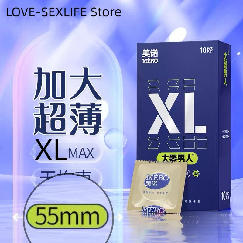 55MM Large Size Condoms 10PCS Sex Toys Ultrathin for Big Cock Penis Sleeves XL Sexshop Adult Lubricated Contraception Supplies - Seprincess