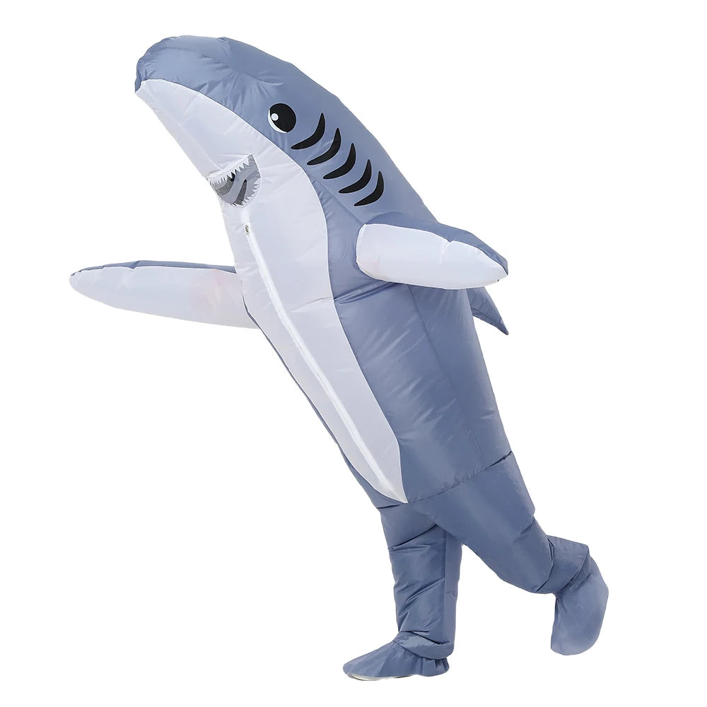 Unisex Funny Inflatable Shark Cosplay Costume Suit Adult Fancy Dress Performance Clothes Halloween Carnival Theme Party - Seprincess