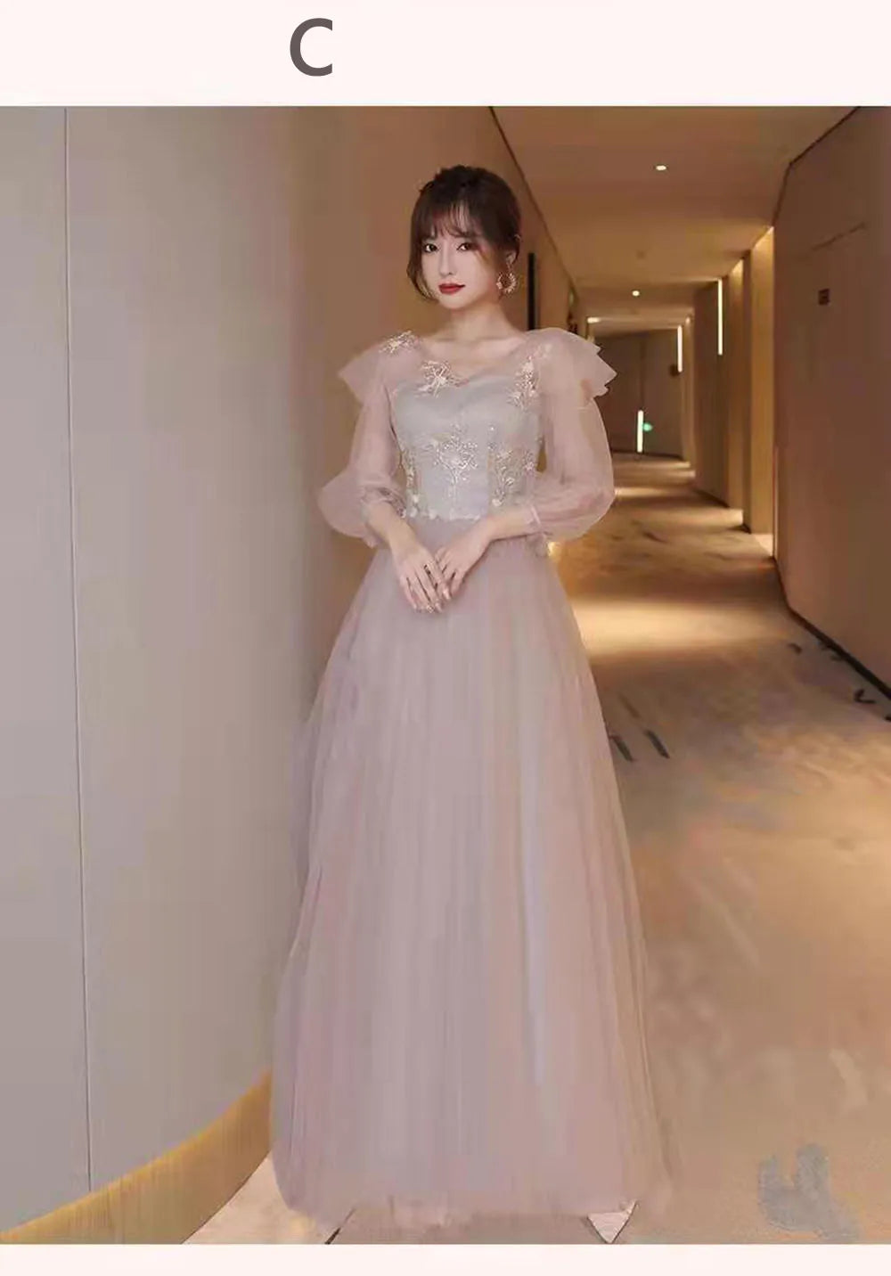 4 Styles Elegant Simple Bridesmaid Dress Women's Tulle Half Sleeves Slim Fit Design A-Line Dress Applique Wedding Party Vestido