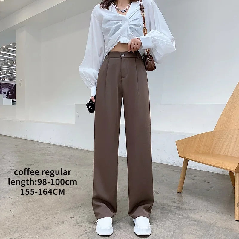 Casual High Waist Loose Wide Leg Pants for Women Spring Autumn New Female Floor-Length White Suits Pants Ladies Long Trousers