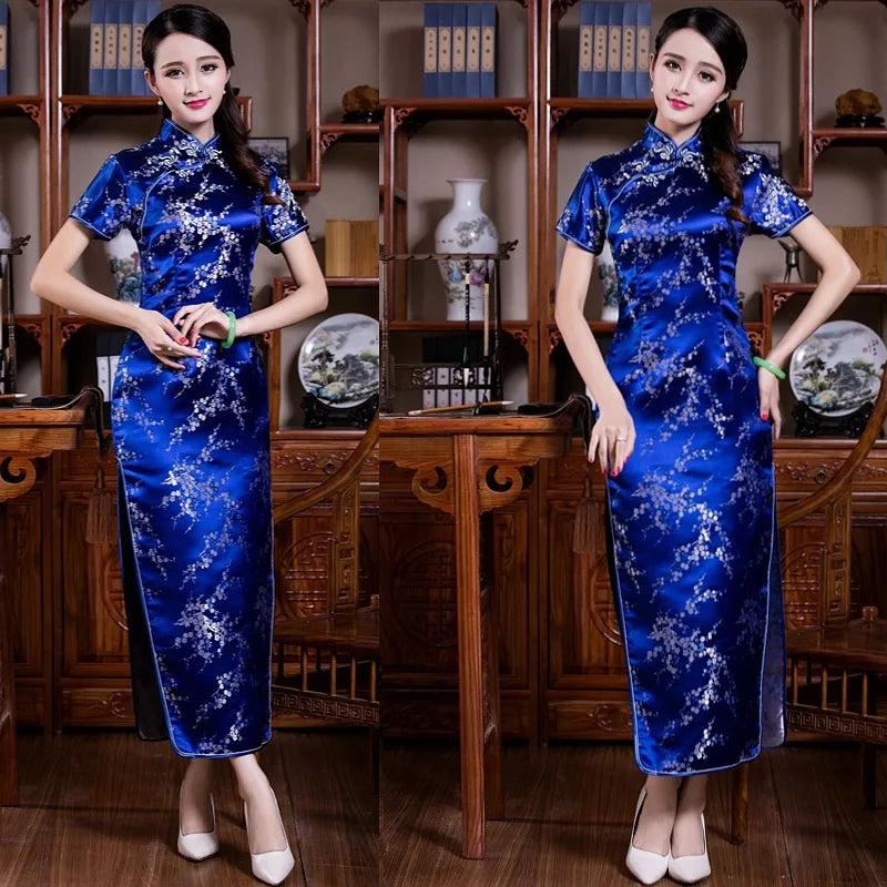 S-6Xl Plus Size Cheongsam Women Elegant Qipao Tradition Chinese Style Dresses Dragon Jacquard Cheongsams Sexy Long Vestidos - Seprincess