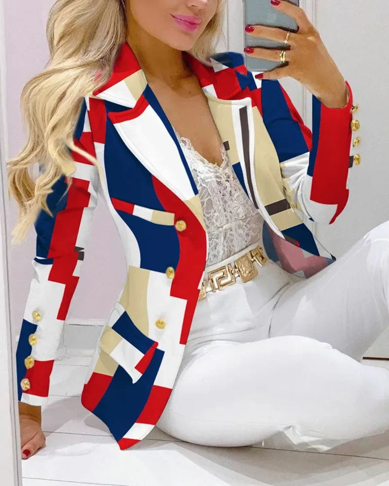 New 2023 Formal Office Pant Sets Women 2PCS Double Breasted Solid Blazers Jacket and Pants Two Pieces Set Female Pant Suits Sets