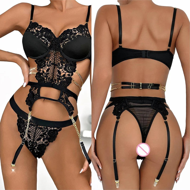 Lingerie Lace jumpsuit tight fitting restrained hollowed out fetish Short sets night richiami Scary costumes Sexy underwear xxx - Seprincess