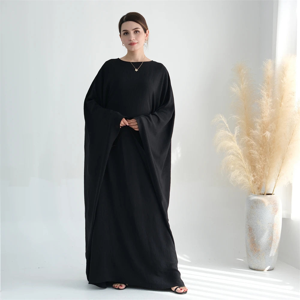 Ramadan Eid Crepe Batwing Butterfly Modest Abaya Dubai Luxury 2024 Muslim Jersey Hijabs Kaftan Dress For Women Kebaya Vestidos