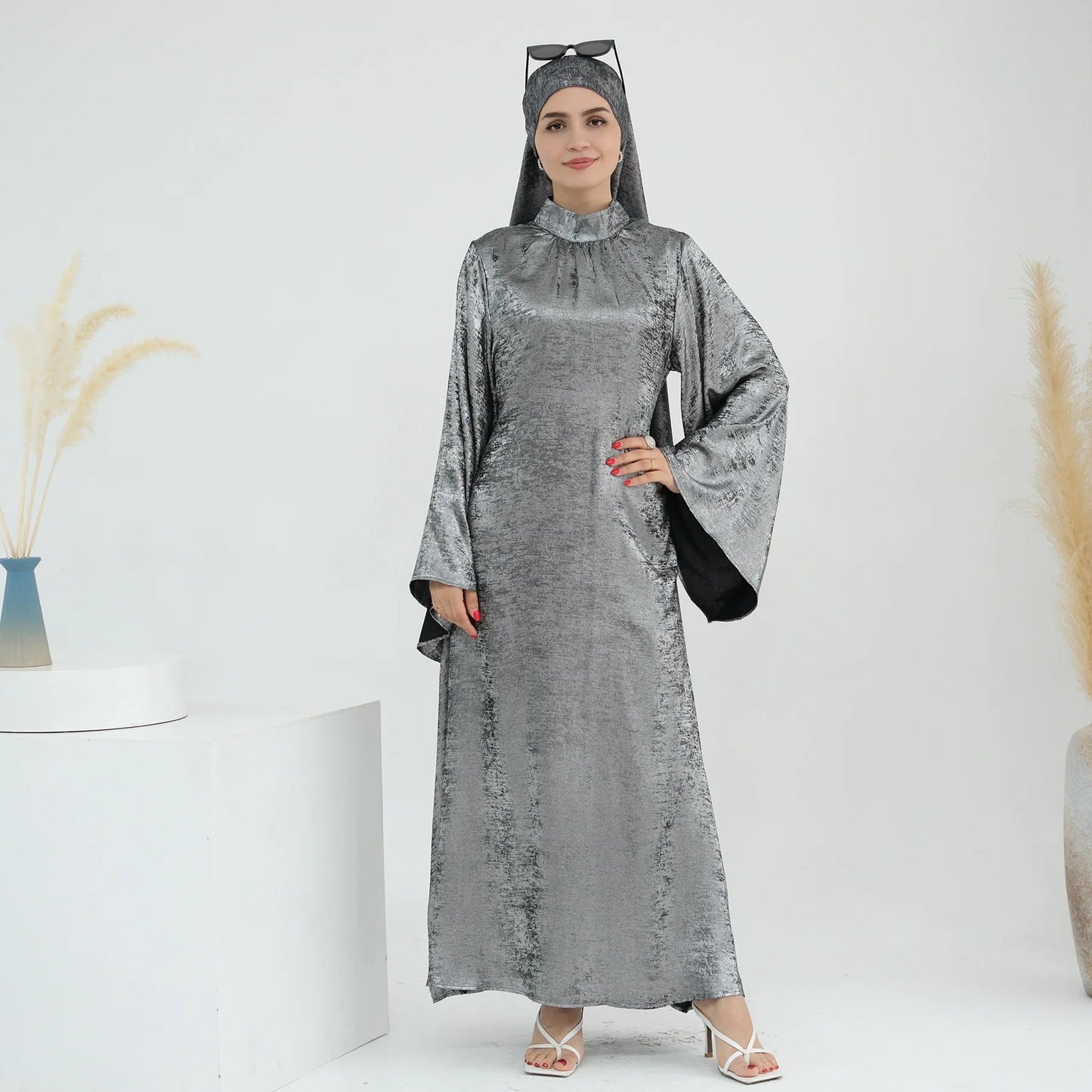 Butterfly Abaya Dress Elegant Belted Muslim Party Hijab Dresses Bronze Abayas for Women Dubai Turkey Islam Clothing Eid Kaftan