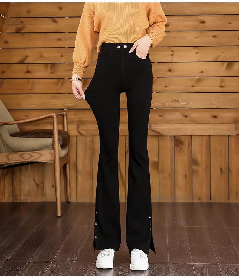 Split Flared Pants for Women High Waisted and Slim with a Base and Wide Legs Spring New Micro Flared Minimalist Casual Pants