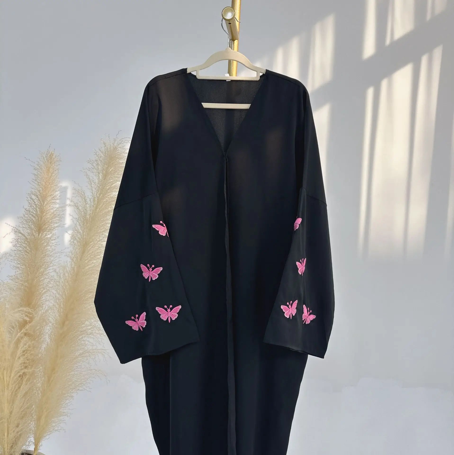 Embroidery Butterfly Open Abaya Ramadan Dubai Saudi Luxury Abayas Islamic Woman Clothing Dress Kimono for Muslim Women Dresses - Seprincess