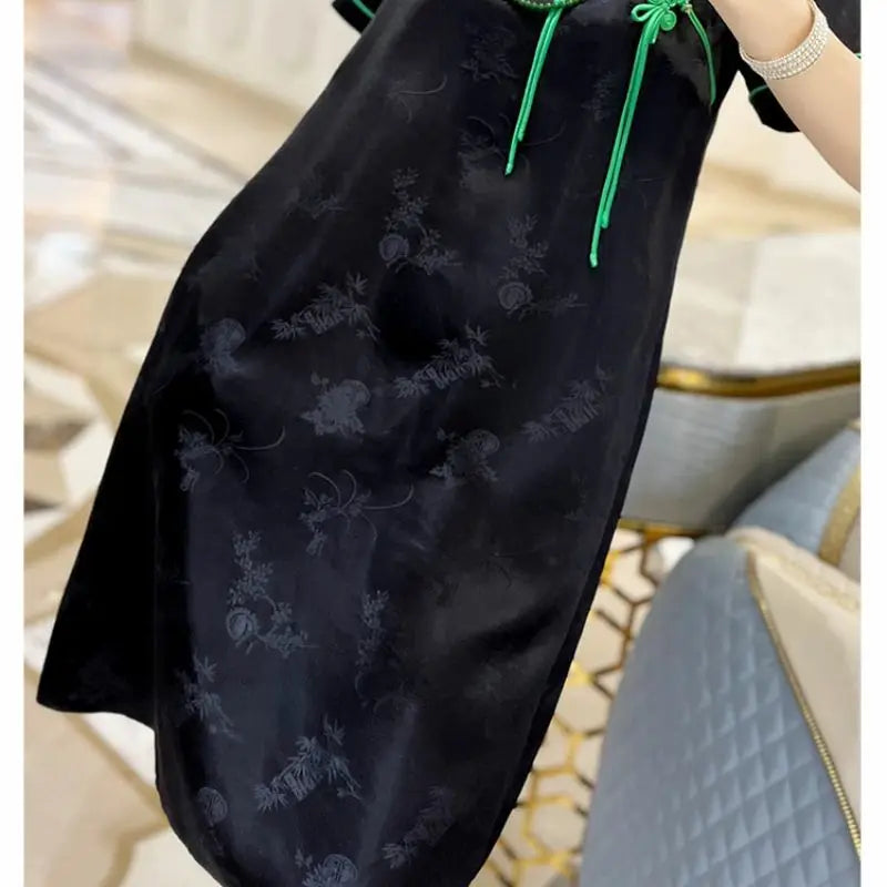 2024 new chinese style traditional cheongsam dress women sexy improved casual daily qipao dress lady satin style qipao dress