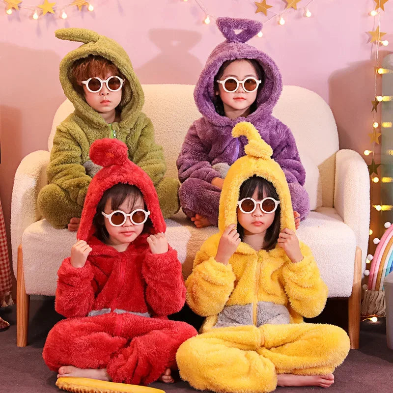 Teletubbies Pajamas Halloween Party Costume Children's Pajamas Kids Teletubbies Costumes Soft Long Sleeves Piece Lala Cosplay - Seprincess