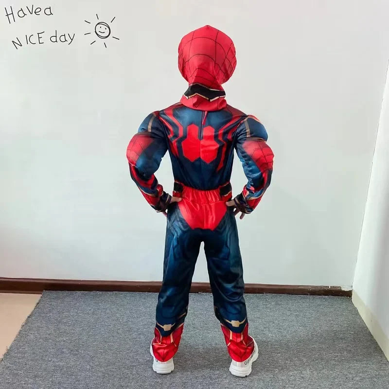 Spiderman Cosplay Costume Muscle Style Children Performance Costume Superhero Cos Prop Role Play Party Dress Up Gifts for Kids - Seprincess