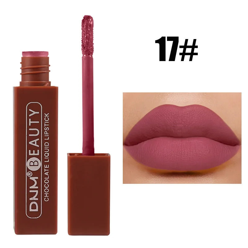 DNM Chocolate Matte Lip Gloss Color Moisture Velvet Lip Tint Lasting Non Stain Lipstick Moisturizing Cosmetics Makeup For Women - Seprincess