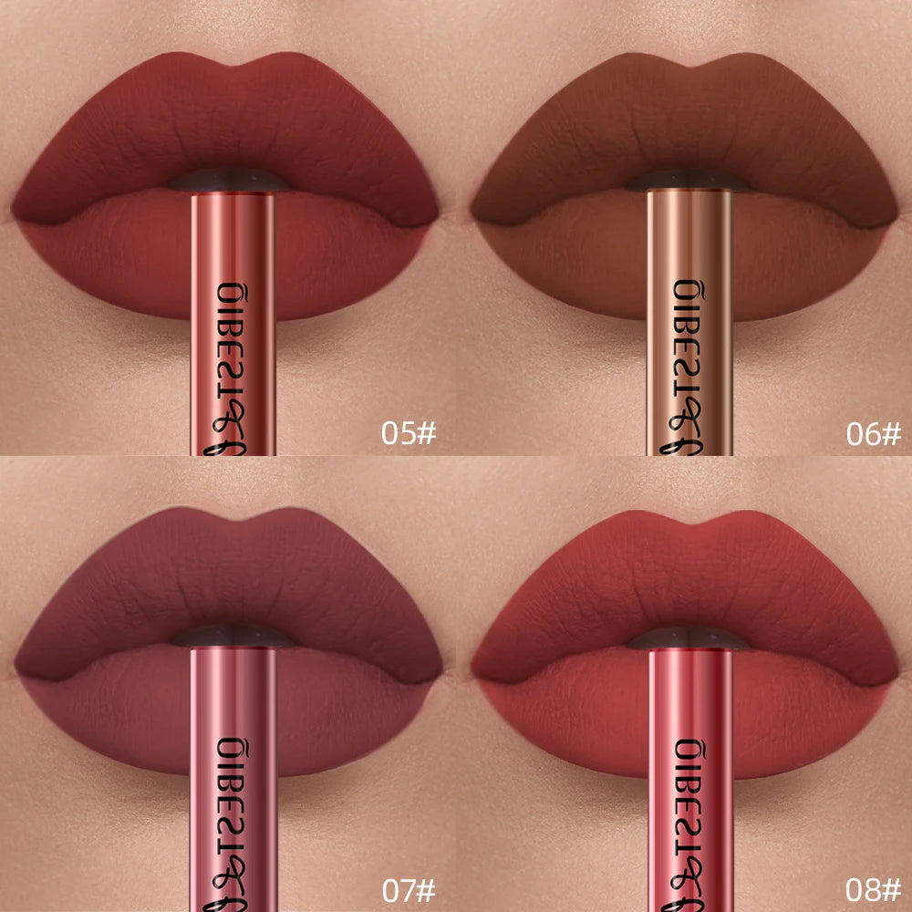 QIBEST Liquid Lipstick Waterproof Velvet Nude Matte Sexy Red Lip Gloss Long Lasting Nonstick Lip Stain Makeup 24 Colors Hots - Seprincess