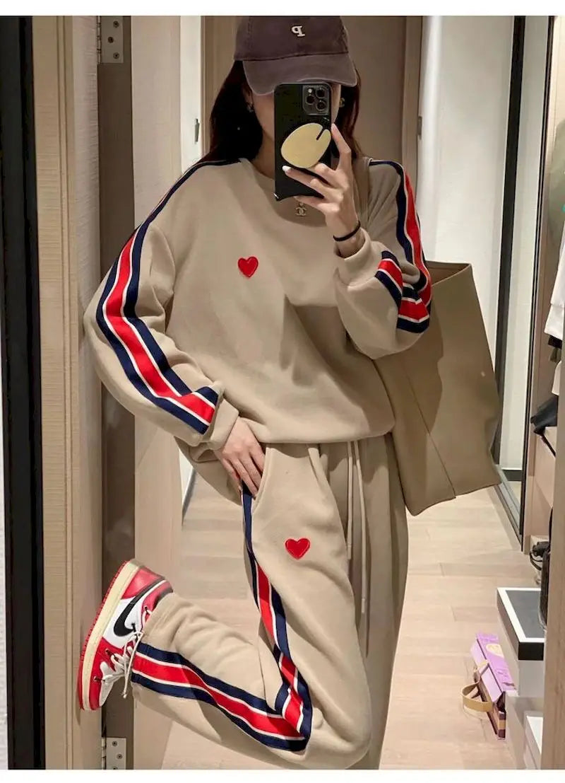 Harajuku Printed Embroidery Women's Tracksuit Korean Oversized Hoodies+Sweatpants Suit Women Streetwear 2 Piece Sets Y2k Clothes - Seprincess