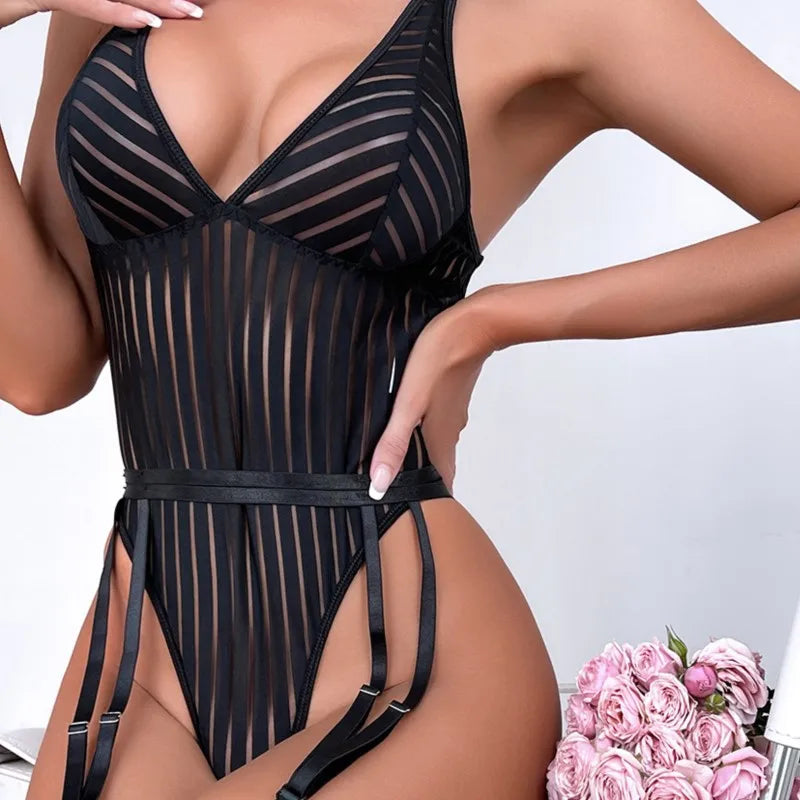 Bodysuit Striped camisole jumpsuit tight fitting and restrained naked woman fetish anal sexy lingеrie set promotions 99% sales - Seprincess