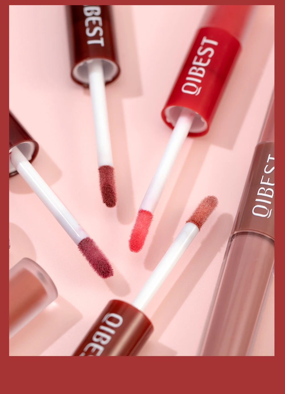 QIBEST 2023 New Double Head Matte Velvet Liquid Lipstick Waterproof Double End Mirror Lip Glaze Moisture Lip Makeup 2 In 1 Stick - Seprincess