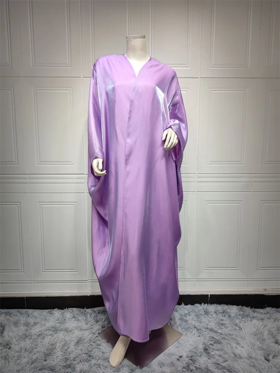 Siskakia Kimono Abayas for Women Modest Muslim Moroccan Dubai Fashion Casual Open Abaya Silk Satin Corban Eid Al Adha 2023 New