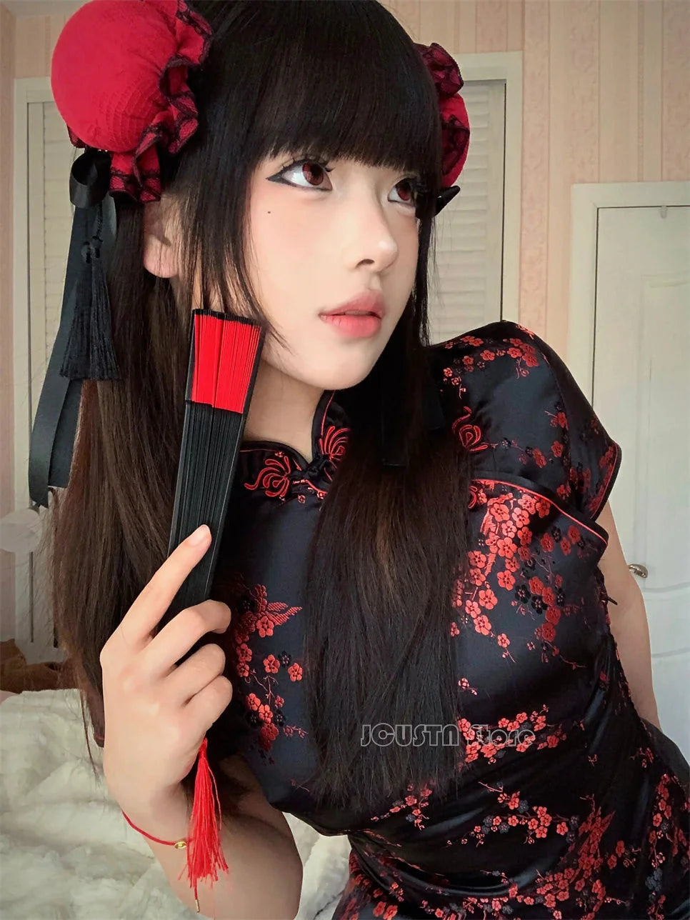 Mimi Short Qipao Black Red Vestidos Women Sexy Improved Chinese Style Dress Gothic Dark Cheongsams Girl Fashion Streetwear - Seprincess