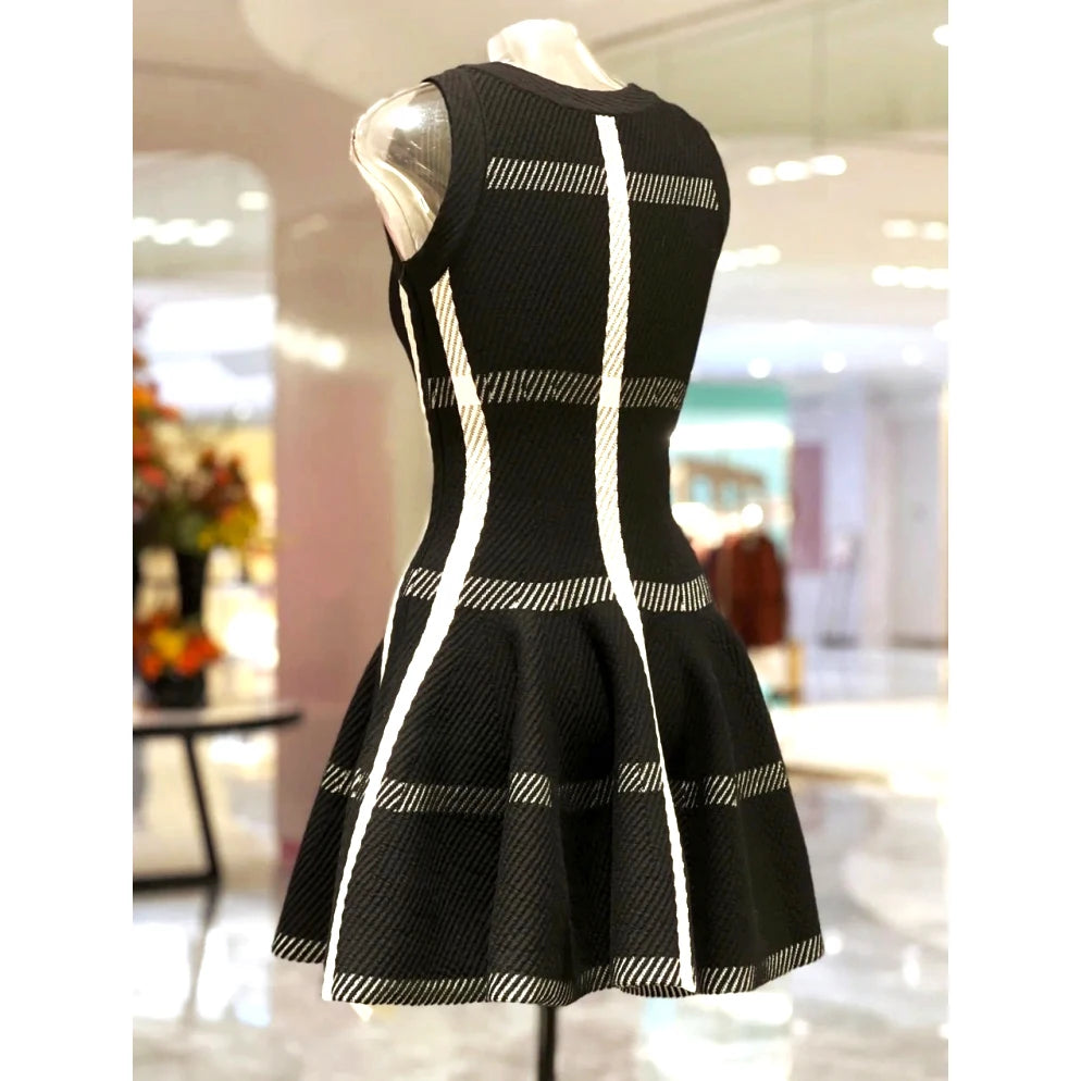 2024 Summer New In Luxury Brand Design Knit Black Dress For Women Sleeveless Vestidos Evening Party Birthday Short Skirt Clothes - Seprincess