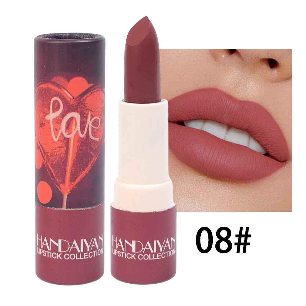 Rose Pink Nude Matte Velvet Lipstick Color Rendering Lasting Non-stick Cup Sexy Lipsticks Waterproof Beauty Lips Makeup Cosmetic - Seprincess