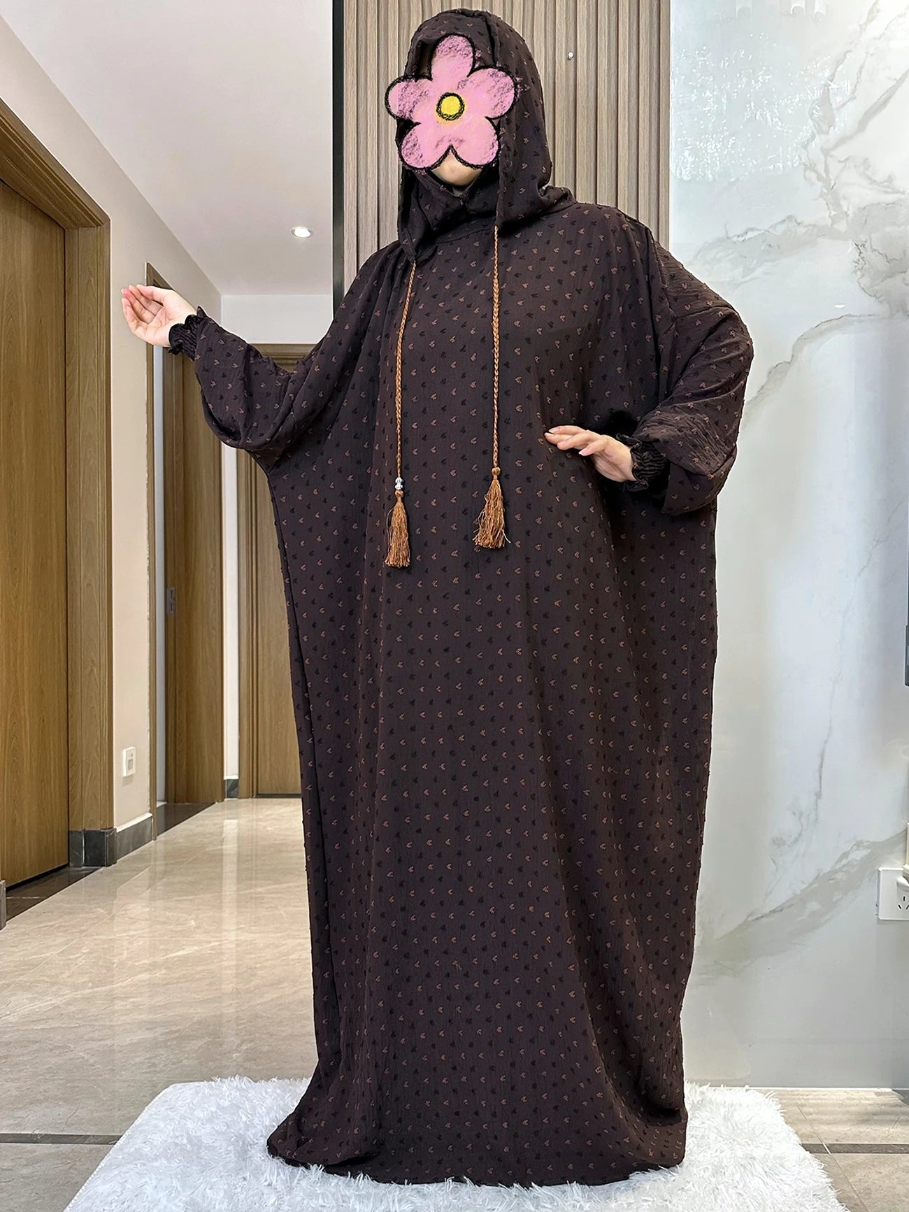 New Ramadan Muslim Two Hats Abaya Dubai Turkey Islam Prayer Clothes Solid Cotton Fabric Dresses Islam Women Dress Kaftan