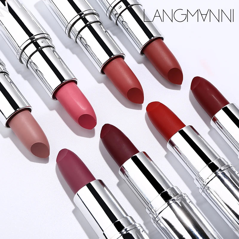 Langmani Silver Tube Matte Lipstick Non Staying Cup Makeup Lipstick  8 colors available - Seprincess