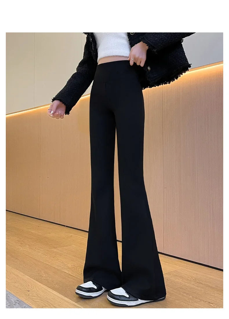 Fleece Thick Wide Leg Pants High Waist Yoga Sport Leggings Gym Fitness Tights Casual Streetwear Casual Vintage Pantalon Femme